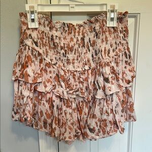 Mustard Seed Pink and Brown Smocked Skirt